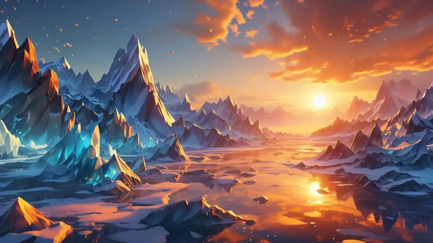冰雪山谷奇幻风景