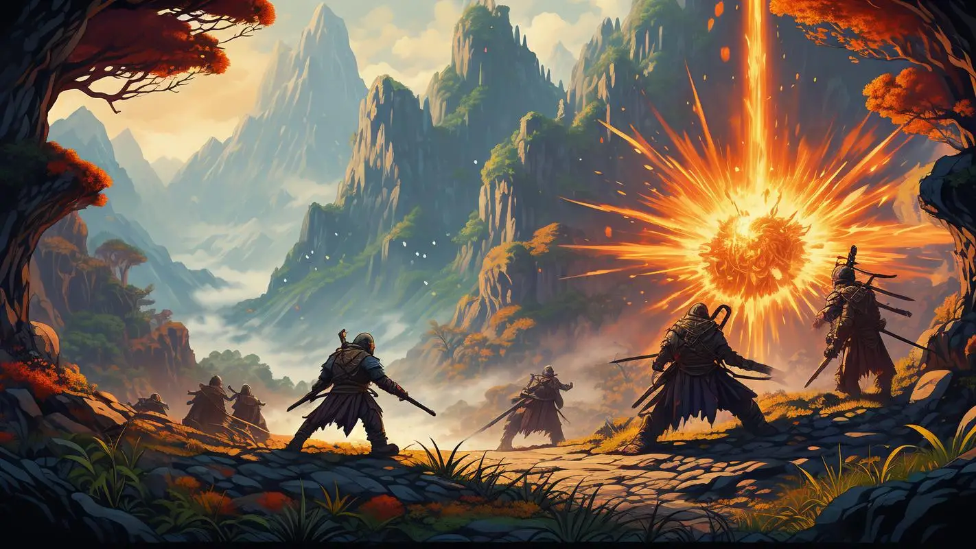 奇幻世界火焰战斗场景
